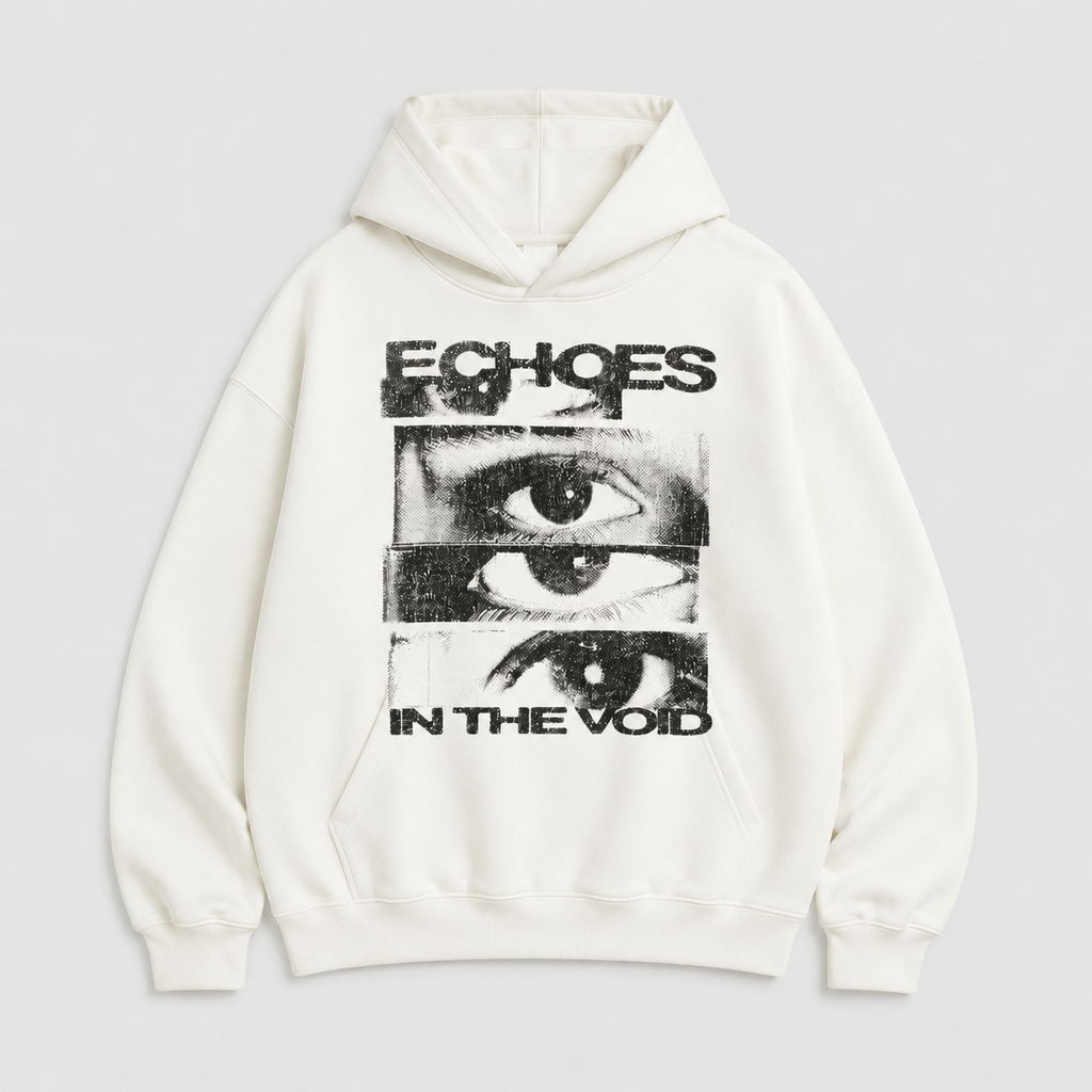 Echoes In The Void Graphic T-Shirt – Vintage Glitch Eye Print Oversized Streetwear Tee/Sweatshirt/Hoodie