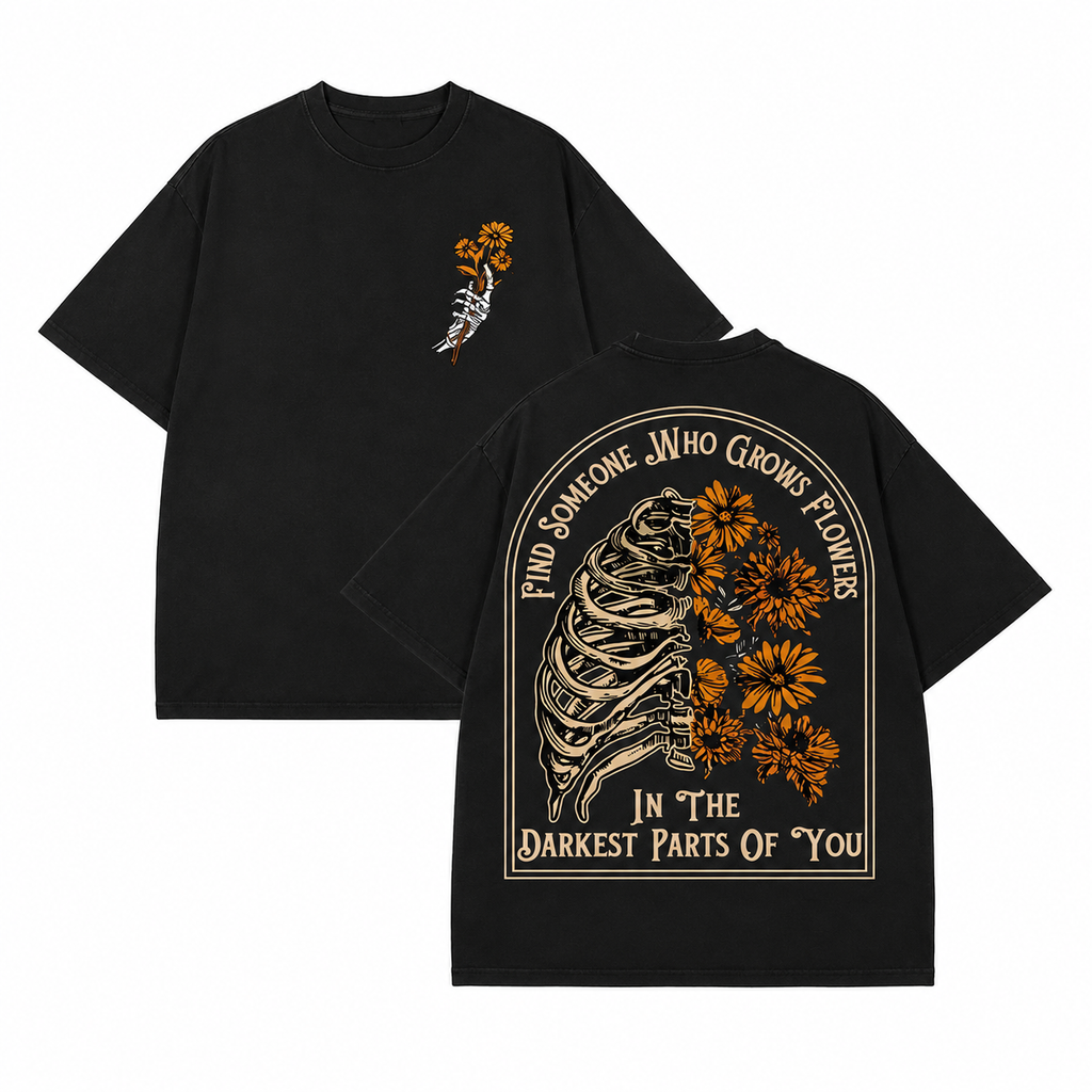 Dark Floral Skeleton Graphic Shirt – Vintage Gothic Skull T-Shirt, Sweatshirt & Hoodie