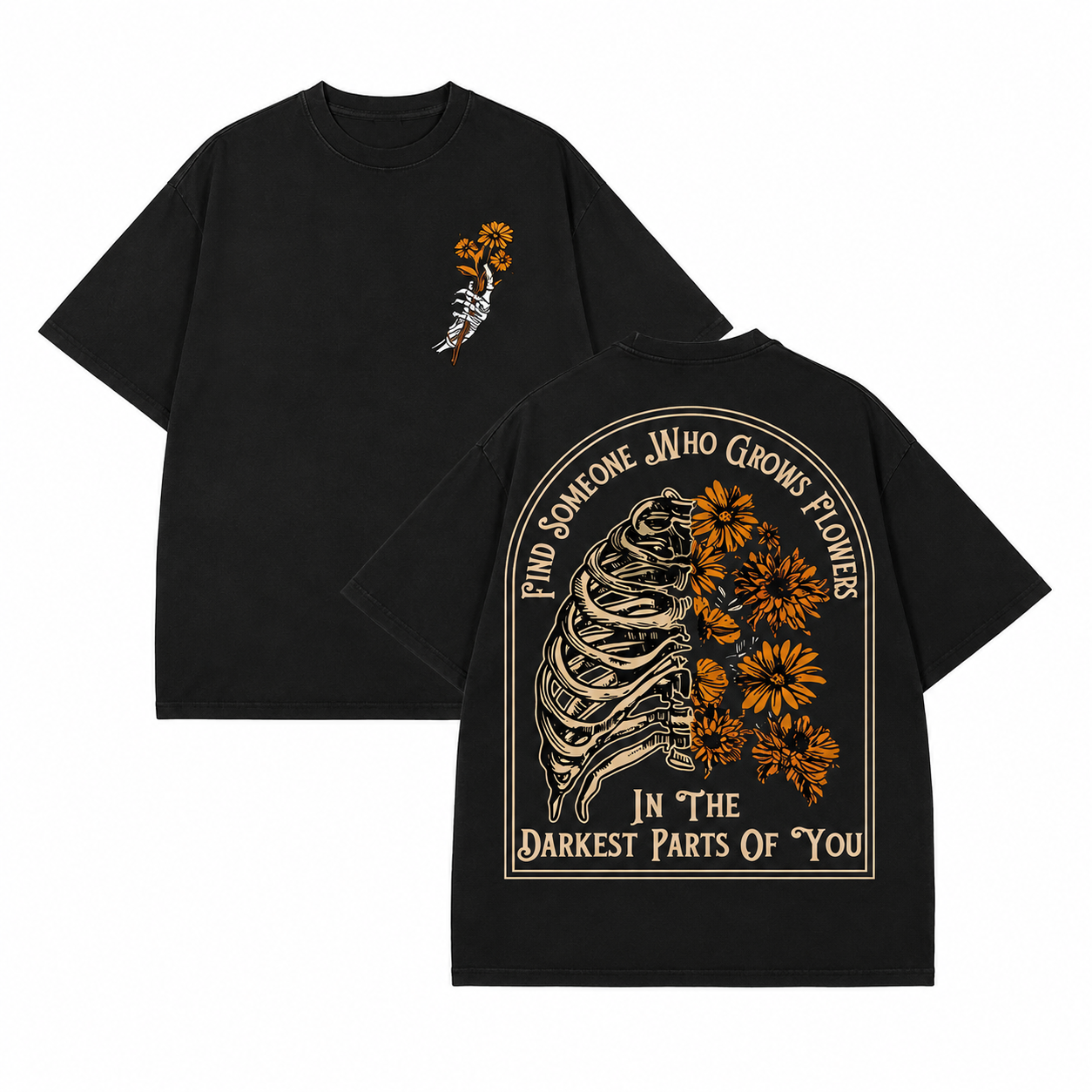 Dark Floral Skeleton Graphic Shirt – Vintage Gothic Skull T-Shirt, Sweatshirt & Hoodie