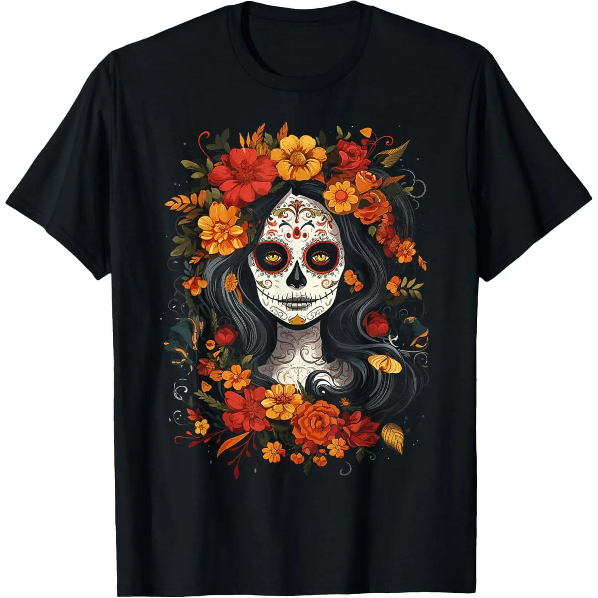 La Catrina Sugar Skull T-Shirt/Sweatshirt/Hoodie – Día de los Muertos Floral Graphic Tee