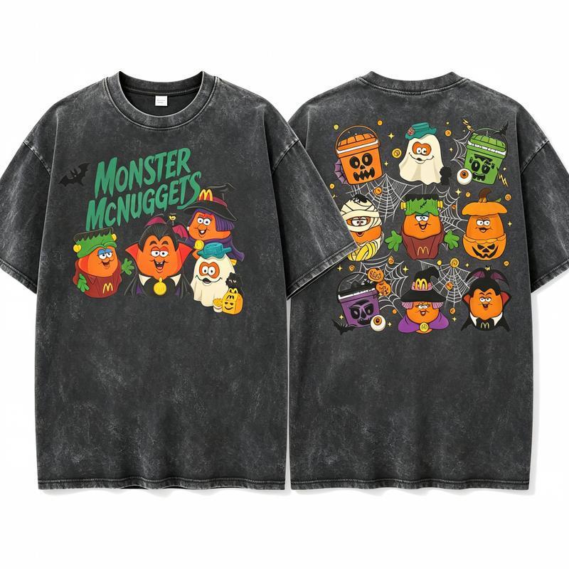 Monster McNugget Buddies Halloween T-Shirt, Sweatshirt & Hoodie – Cute Spooky Characters 2-Sided Graphic Print