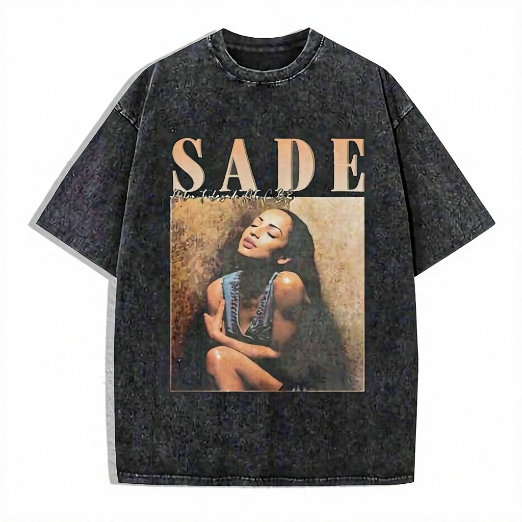 Vintage Portrait Graphic Washed T-Shirt/Sweatshirt/Hoodie, Retro Aesthetic Oversized Cotton Tee, Casual Streetwear Top for Men & Women