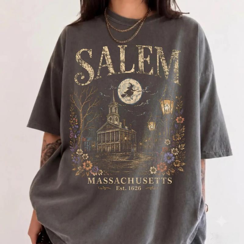 Salem Massachusetts T-Shirt/Sweatshirt/Hoodie – Vintage Witch City Halloween Graphic Tee