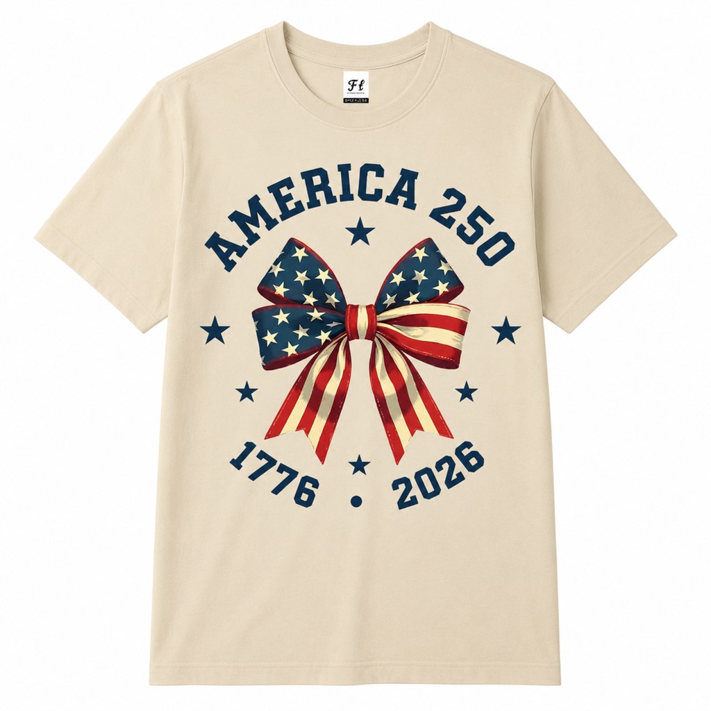 America 250 Bow T-Shirt/Sweatshirt/Hoodie 🇺🇸 – Patriotic Coquette Graphic Tee