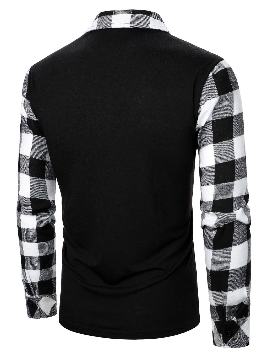 Men's Buffalo Plaid Half Zip Polo Shirt – Color Block Long Sleeve Casual Top