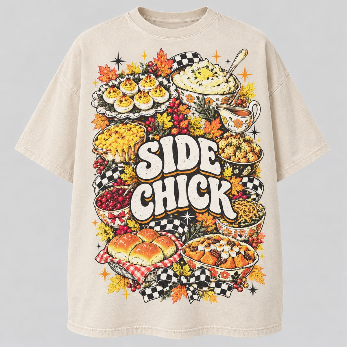 Side Chick Funny Thanksgiving T-Shirt, Sweatshirt & Hoodie – Retro Side Dish Graphic for Friendsgiving