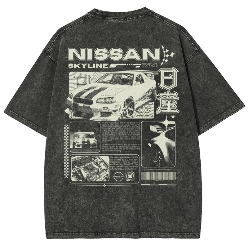Vintage JDM Sports Car Graphic Washed T-Shirt, Retro Japanese Street Racing Tee, Oversized Car Enthusiast Shirt/Sweatshirt/Hoodie
