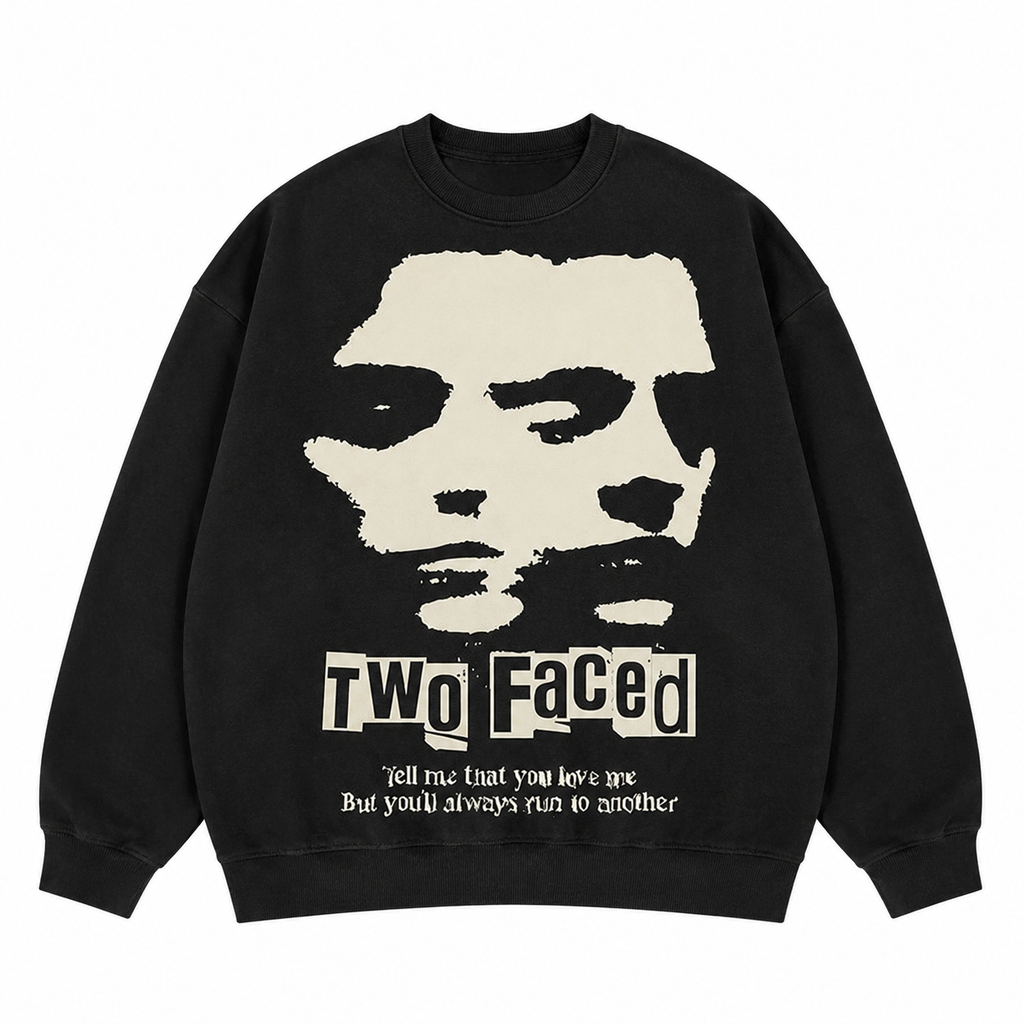 Two Faced Graphic Tee/Sweatshirt/Hoodie | Vintage Black Streetwear T-Shirt