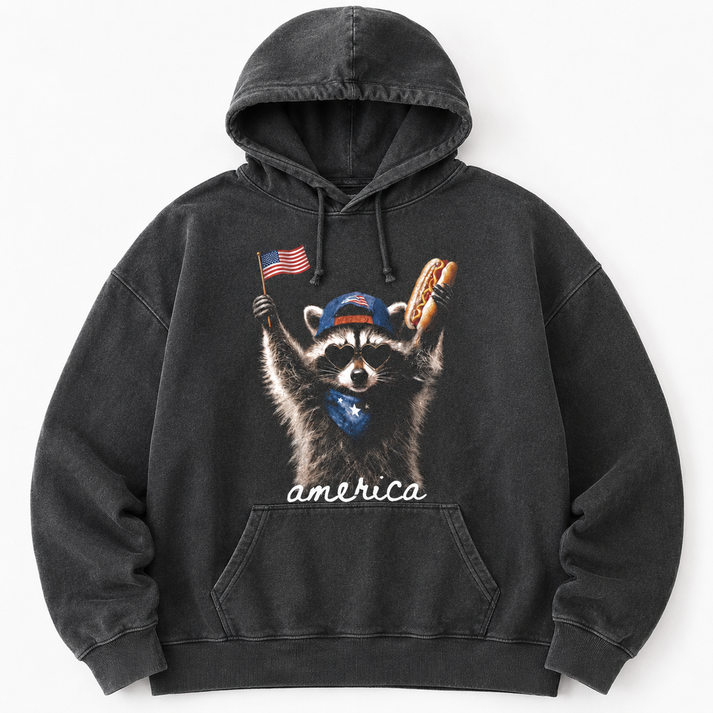 Feral & Free America Raccoon Tee/Sweatshirt/Hoodie - Funny Patriotic 4th of July