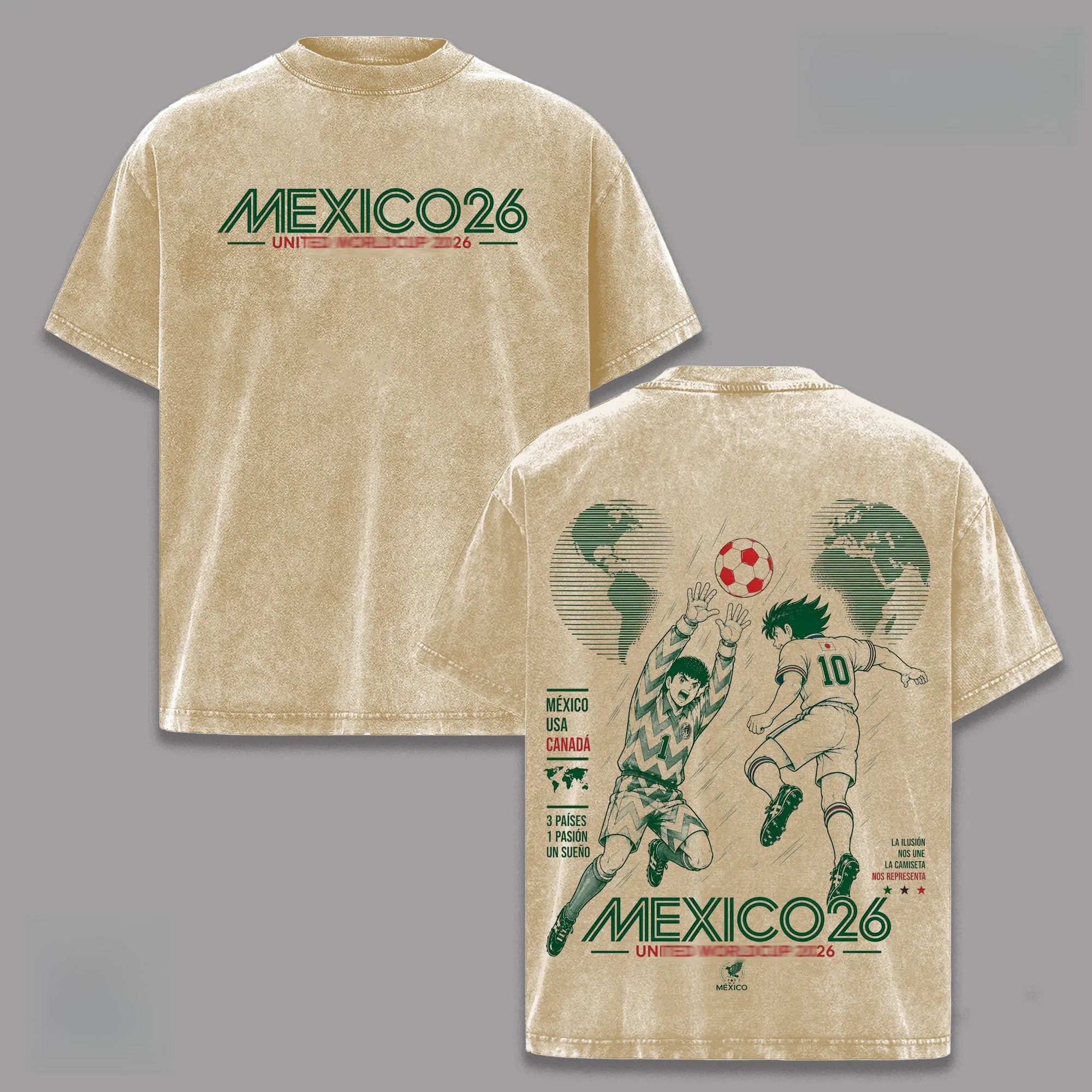 Mexico 2026 World Cup Vintage T-Shirt/Sweatshirt/Hoodie – Retro Anime Soccer Graphic Tee, Front & Back Print Football Fan Streetwear