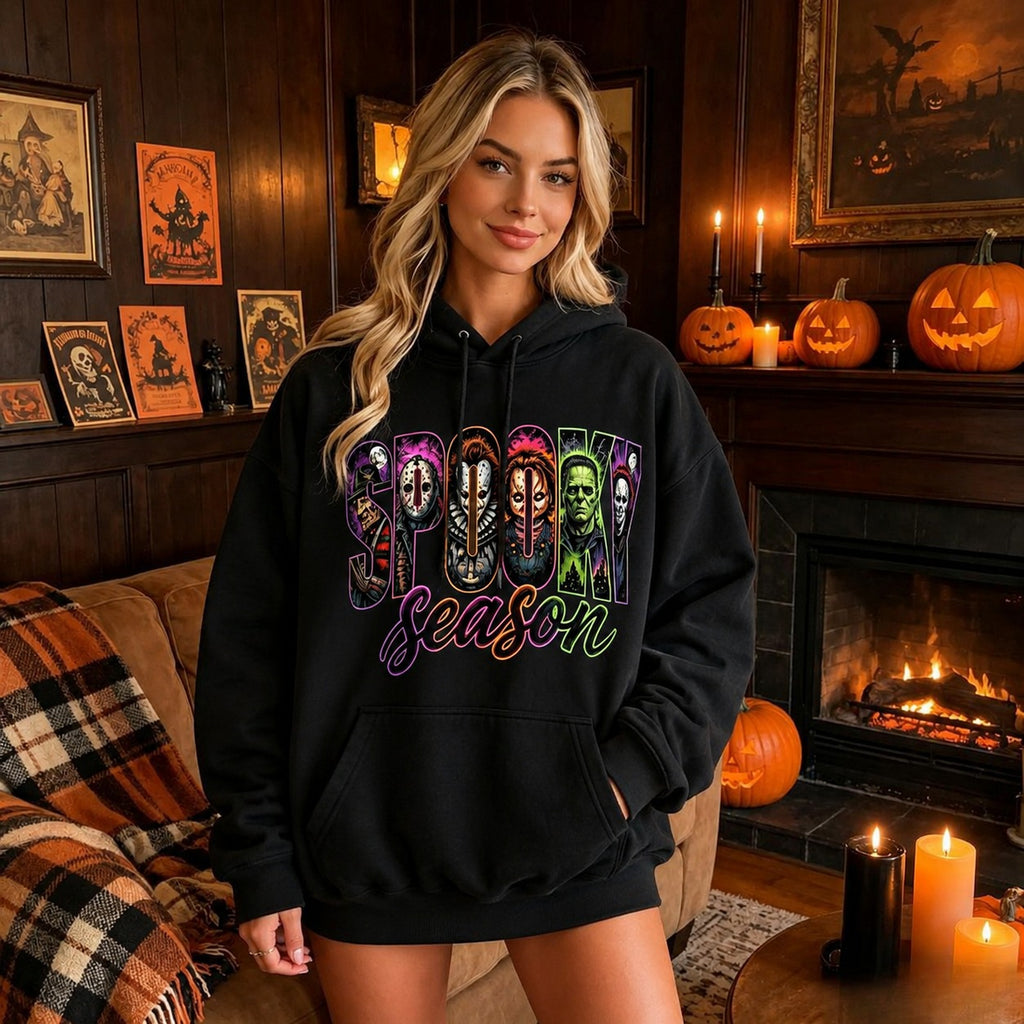 Spooky Season Horror Graphic Shirt /Hoodie/Sweatshirt– Retro Scary Movie Halloween T-Shirt, Crewneck & Hoodie