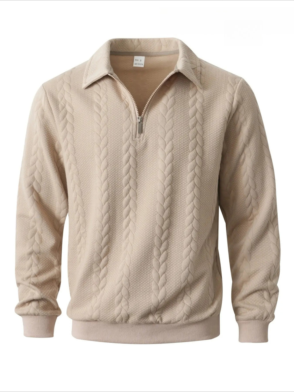 Men's Cable Knit Quarter-Zip Polo Sweater – Old Money Long Sleeve Textured Knit Pullover