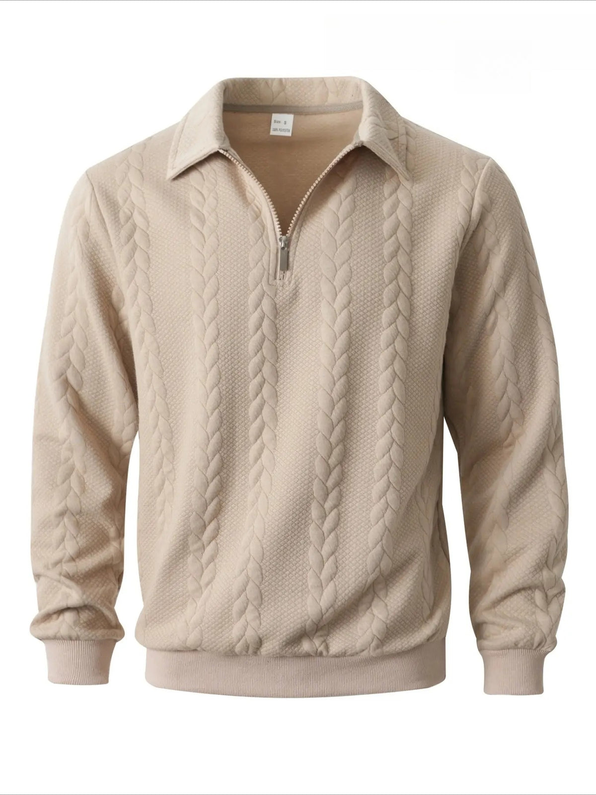 Men's Cable Knit Quarter-Zip Polo Sweater – Old Money Long Sleeve Textured Knit Pullover