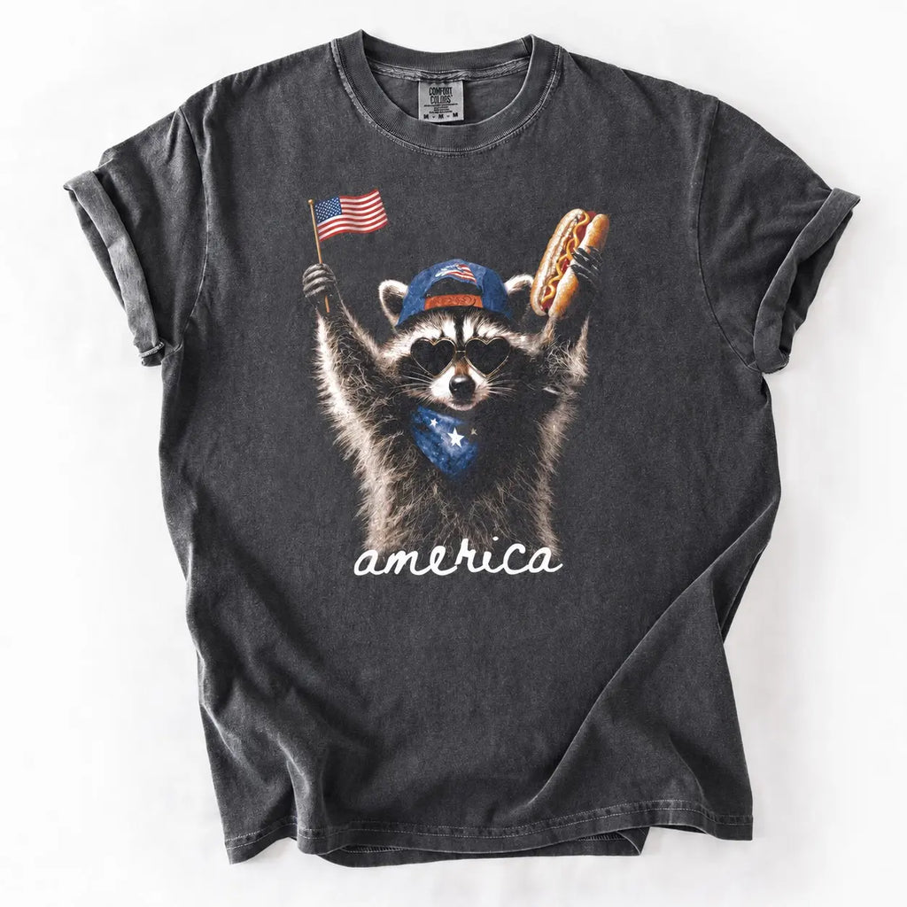 Feral & Free America Raccoon Tee/Sweatshirt/Hoodie - Funny Patriotic 4th of July
