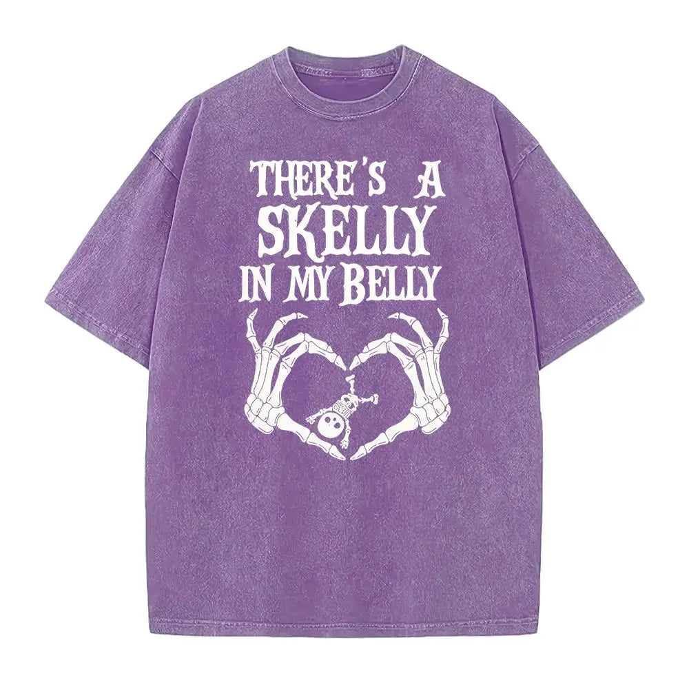 There’s a Skelly in My Belly Halloween Pregnancy T-Shirt, Sweatshirt & Hoodie – Spooky Mama Skeleton Graphic Apparel