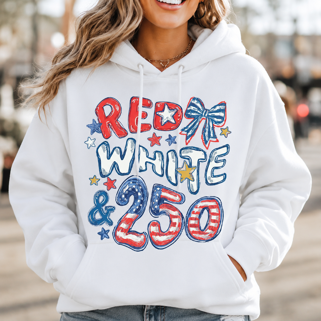 Red, White & 250 Patriotic Graphic Tee/Sweatshirt/Hoodie