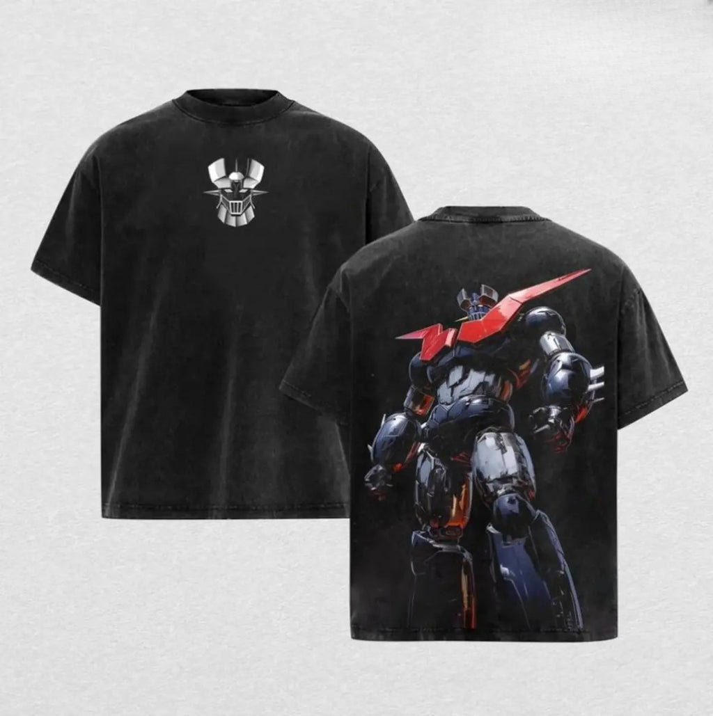 Mazinger Z Mecha Graphic T-Shirt/Sweatshirt/Hoodie – Vintage Washed Oversized Robot Anime Tee