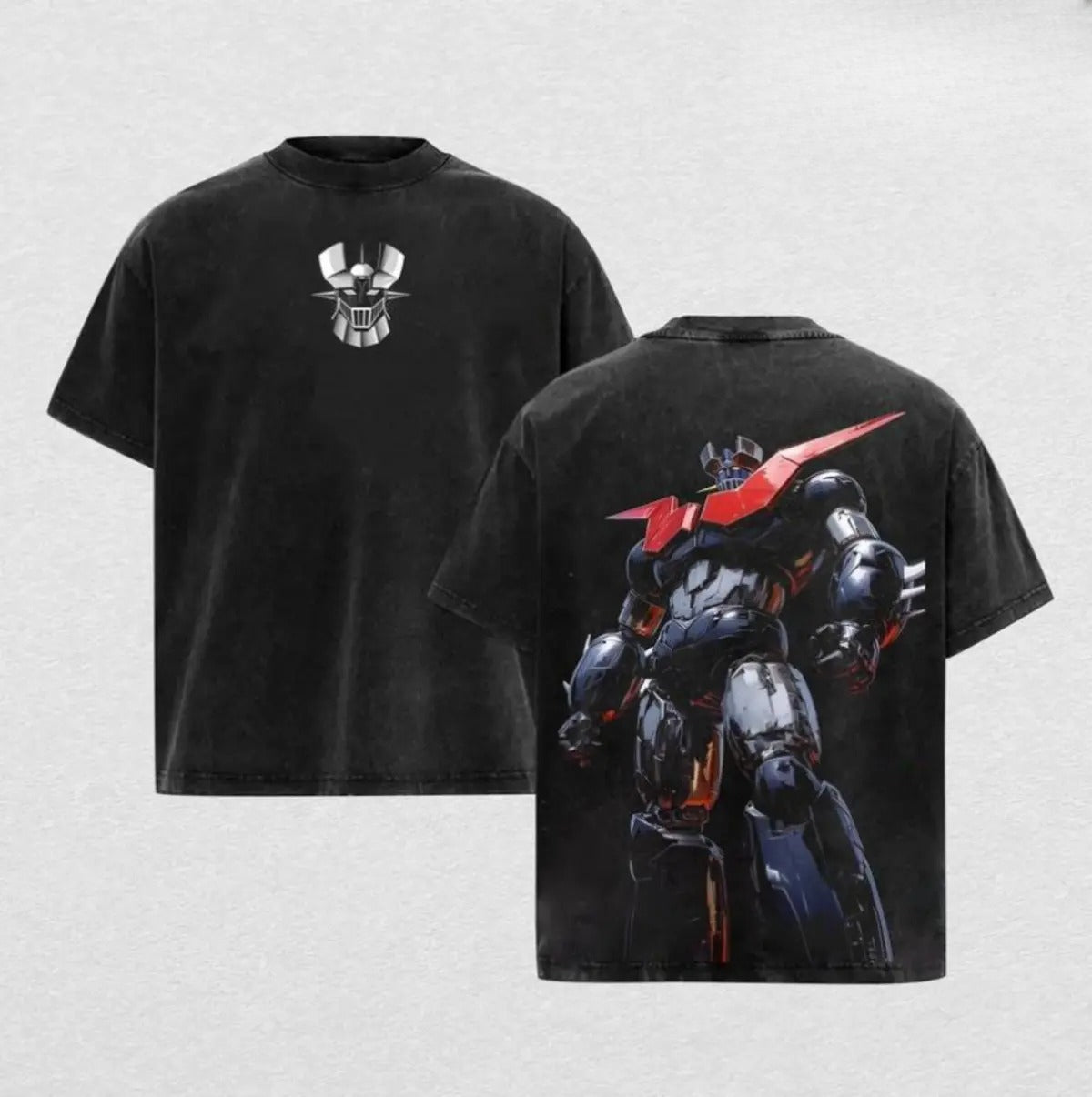 Mazinger Z Mecha Graphic T-Shirt/Sweatshirt/Hoodie – Vintage Washed Oversized Robot Anime Tee