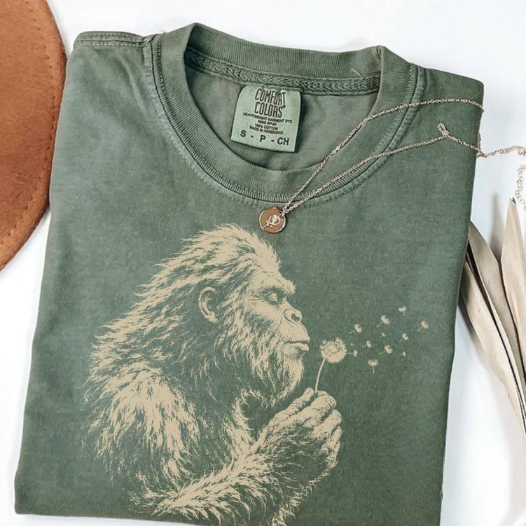 Vintage Sasquatch Nature Tee | Bigfoot Blowing Dandelion Graphic Shirt/Sweatshirt/Hoodie