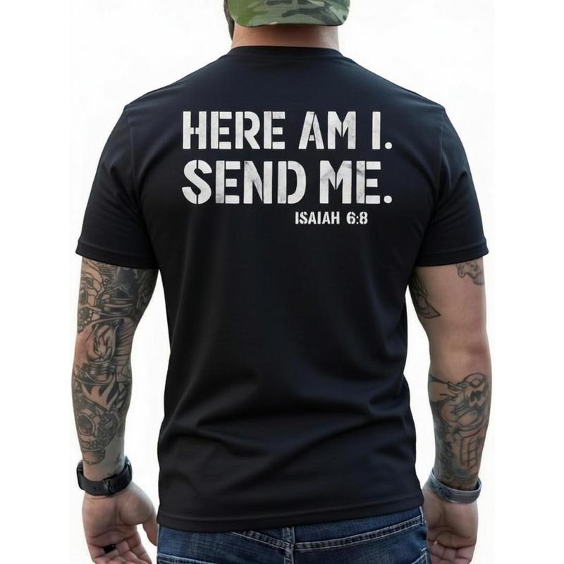 Here Am I Send Me Christian T-Shirt/Sweatshirt/Hoodie – Isaiah 6:8 Faith Graphic Tee, Unisex Bible Verse Shirt