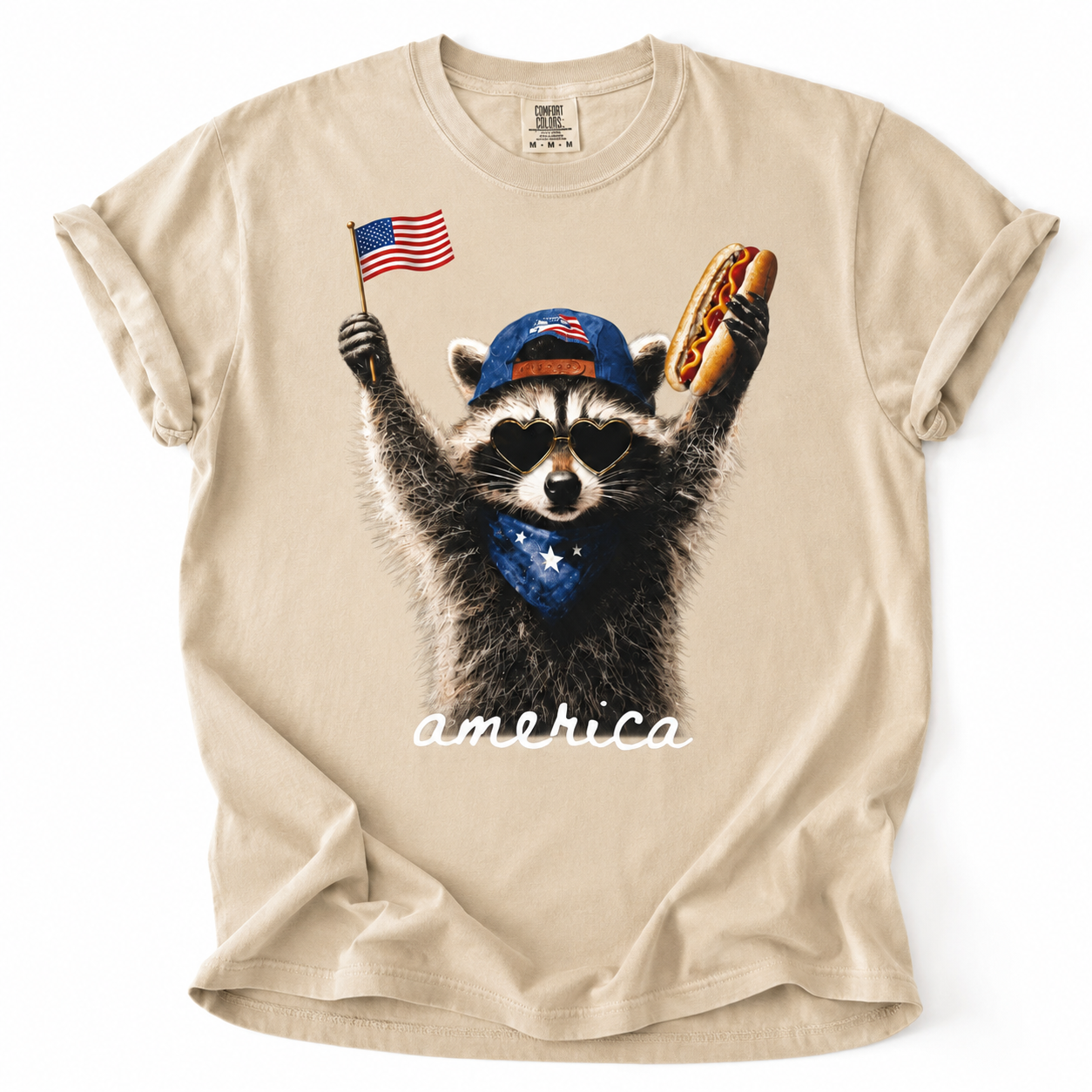Feral & Free America Raccoon Tee/Sweatshirt/Hoodie - Funny Patriotic 4th of July