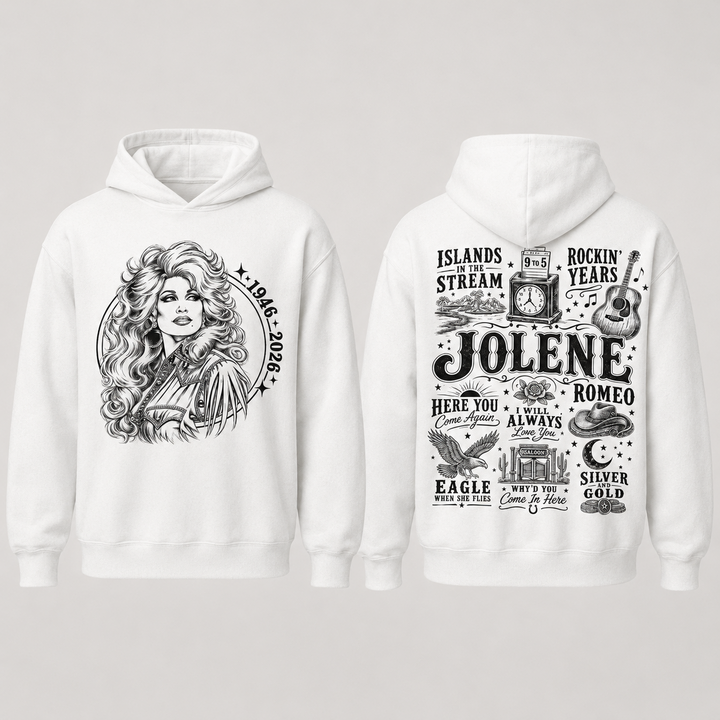 Jolene Country Music Tribute Graphic T-Shirt, Sweatshirt & Hoodie – 1946–2026 Vintage Western Singer Memorial Print, Retro Country Music Apparel