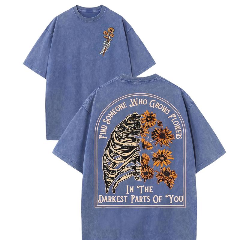 Dark Floral Skeleton Graphic Shirt – Vintage Gothic Skull T-Shirt, Sweatshirt & Hoodie