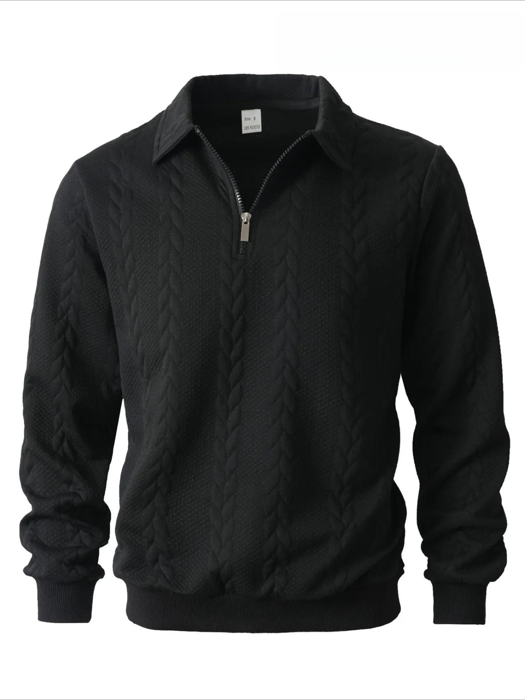 Men's Cable Knit Quarter-Zip Polo Sweater – Old Money Long Sleeve Textured Knit Pullover