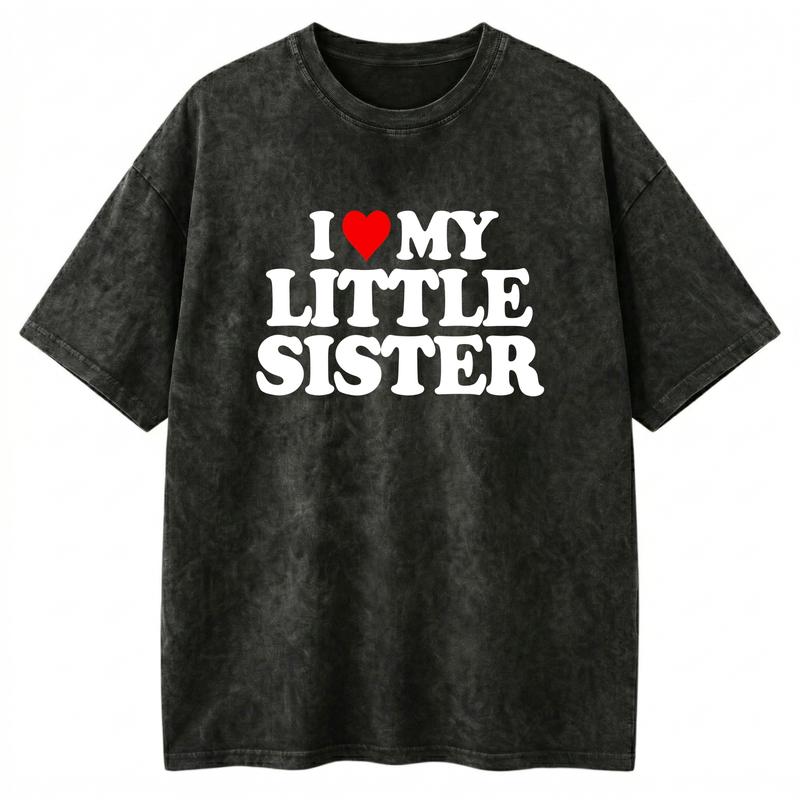 I Love My Little Sister T-Shirt/Sweatshirt/Hoodie – Retro Heart Graphic Tee, Cute Sibling Love Gift