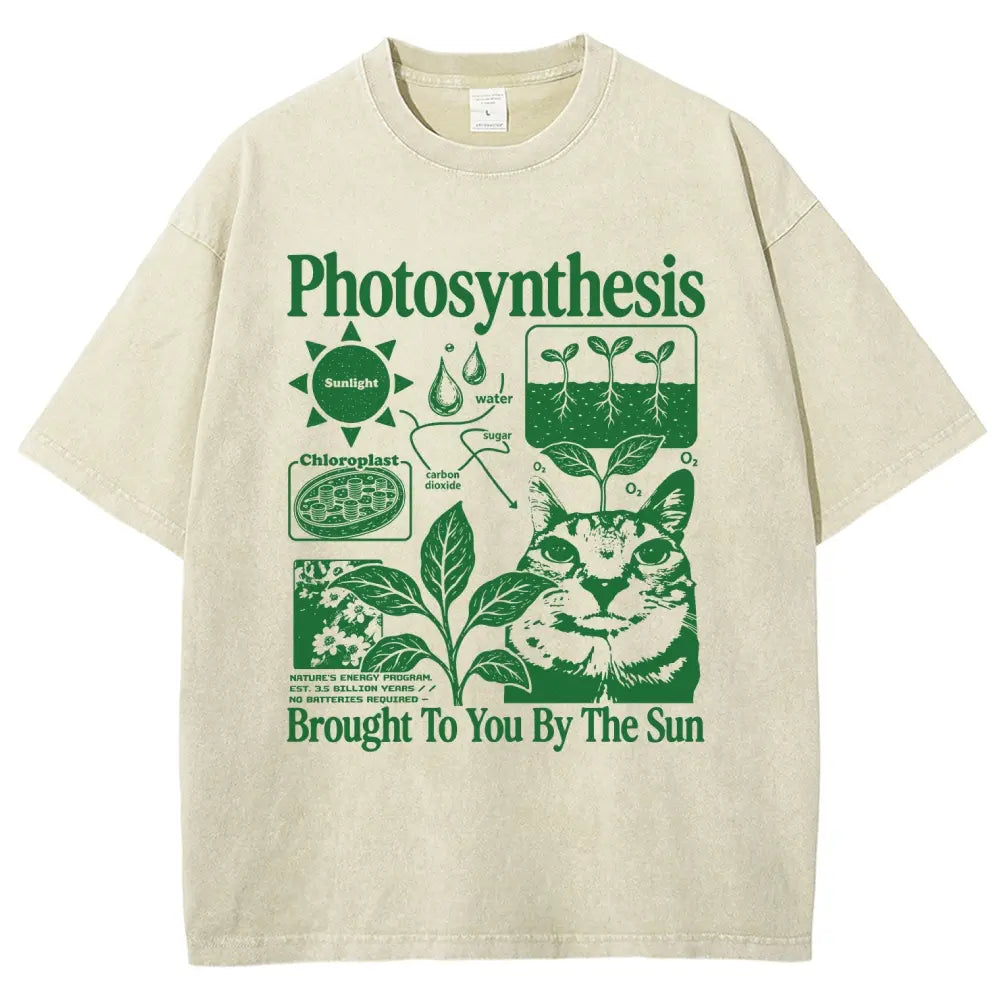 Photosynthesis Cat Graphic T-Shirt, Sweatshirt & Hoodie – Funny Science Biology Plant Lover Tee, Brought to You by the Sun Botanical Graphic, Casual Unisex Gift