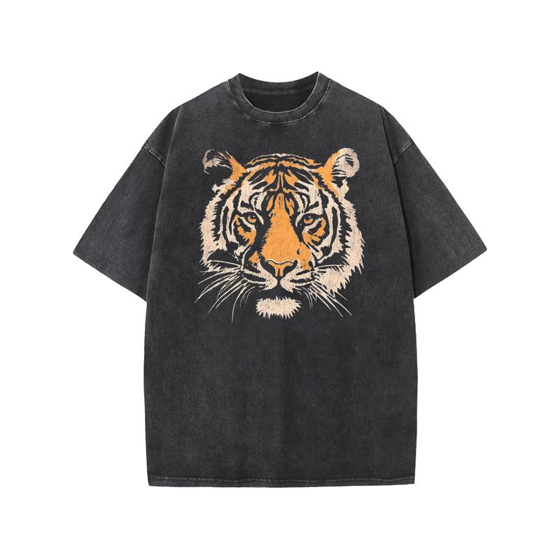 Vintage Tiger Graphic Hoodie/T-Shirt, Retro Wildlife Pullover Sweatshirt for Men & Women