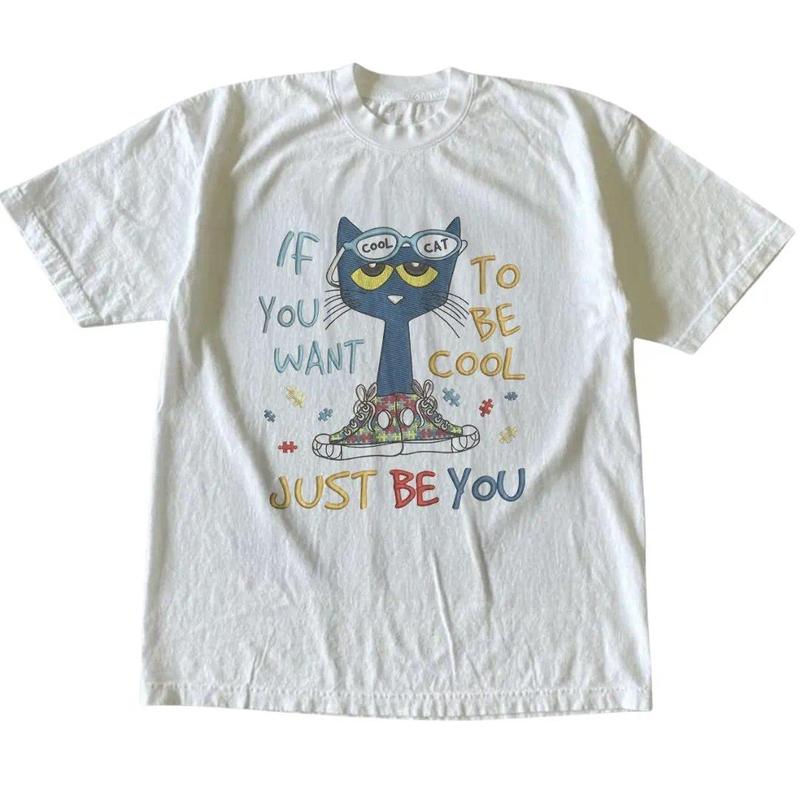 Be Yourself Cat Graphic T-Shirt/Sweatshirt/Hoodie – Cute Vintage Cartoon Tee