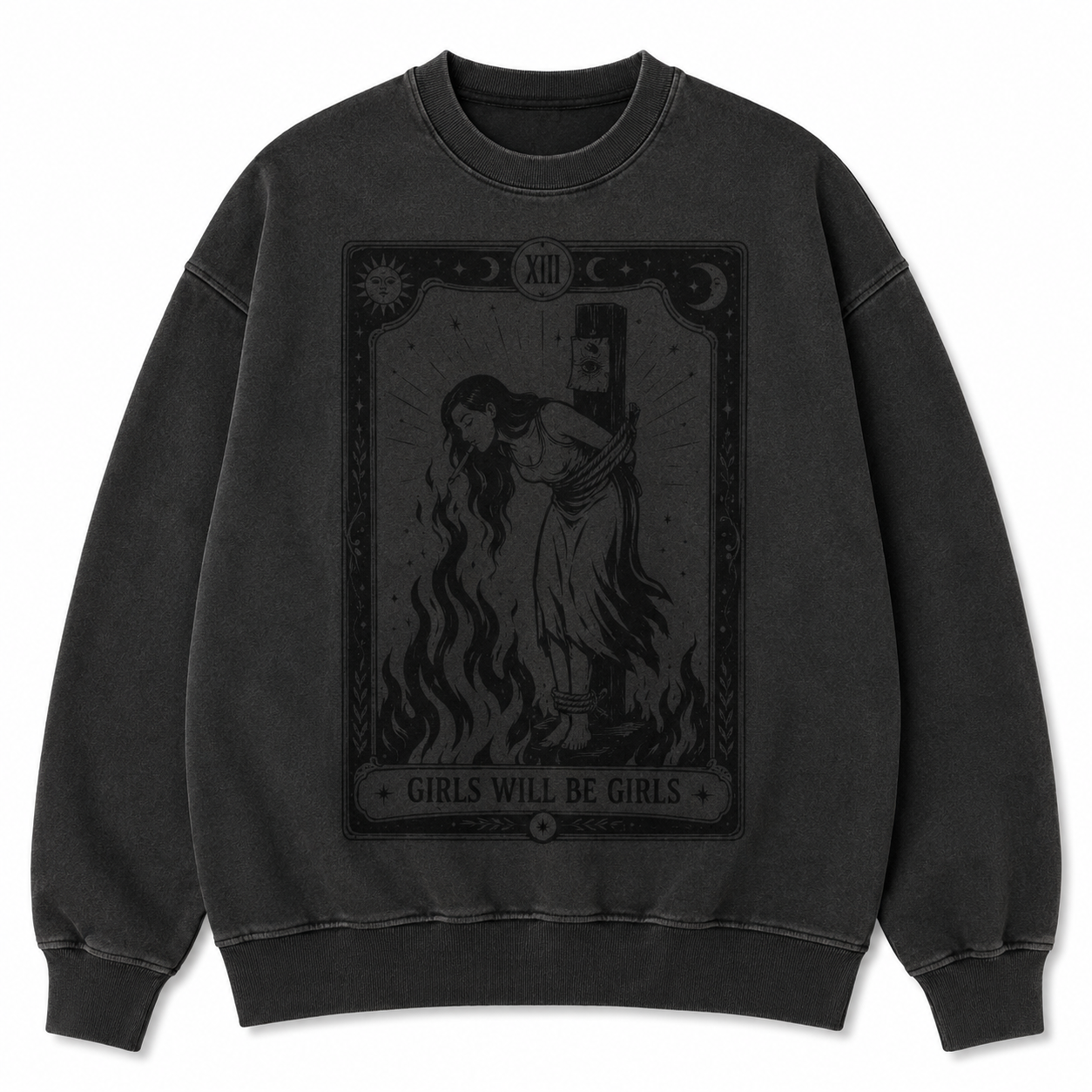 Girls Will Be Girls Witchy Graphic T-Shirt/Sweatshirt/Hoodie – Vintage Tarot Inspired Women's Halloween Tee