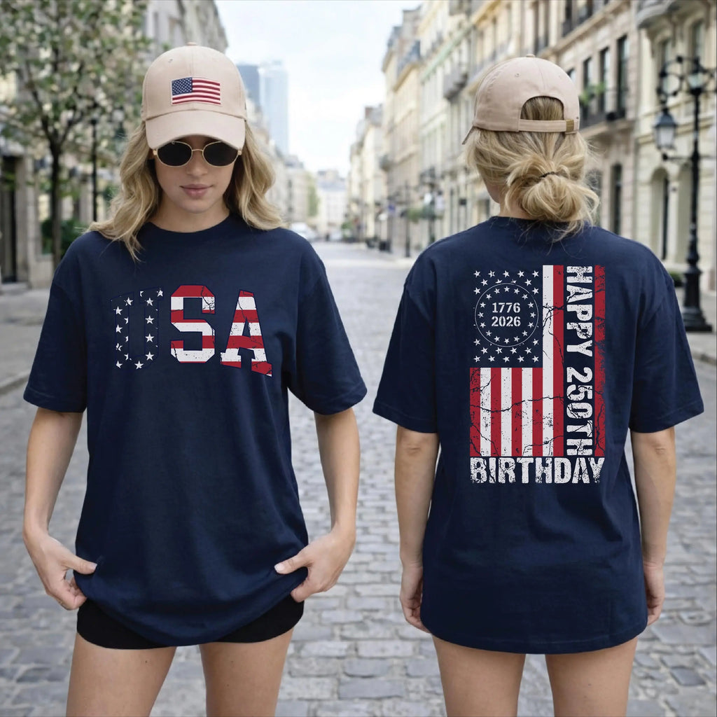 USA 250th Anniversary Patriotic Graphic T-Shirt/Sweatshirt/Hoodie - Made for parades, BBQs, and fireworks.