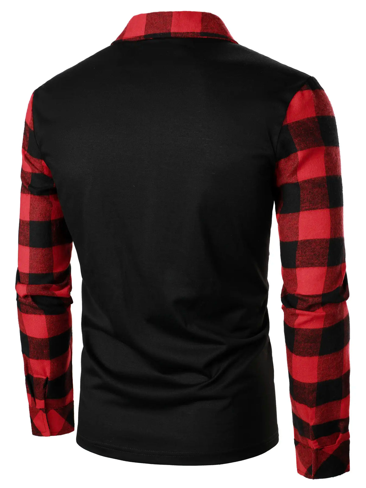 Men's Buffalo Plaid Half Zip Polo Shirt – Color Block Long Sleeve Casual Top