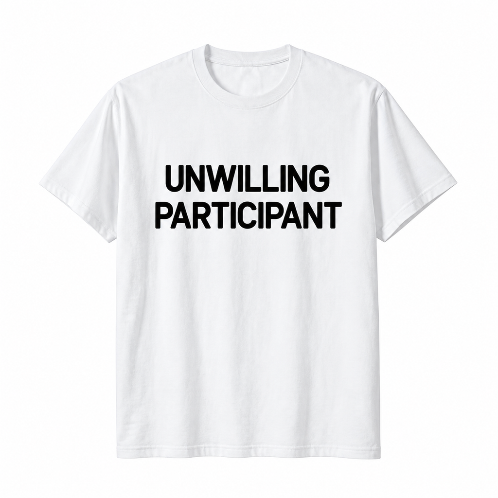 Unwilling Participant T-Shirt/Sweatshirt/Hoodie – Funny Sarcastic Humor Graphic Tee