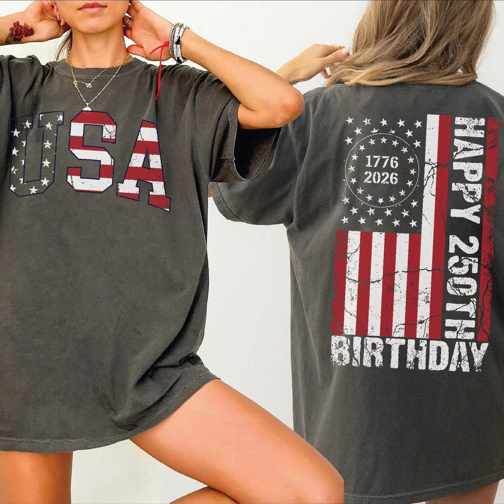 USA 250th Anniversary Patriotic Graphic T-Shirt/Sweatshirt/Hoodie - Made for parades, BBQs, and fireworks.