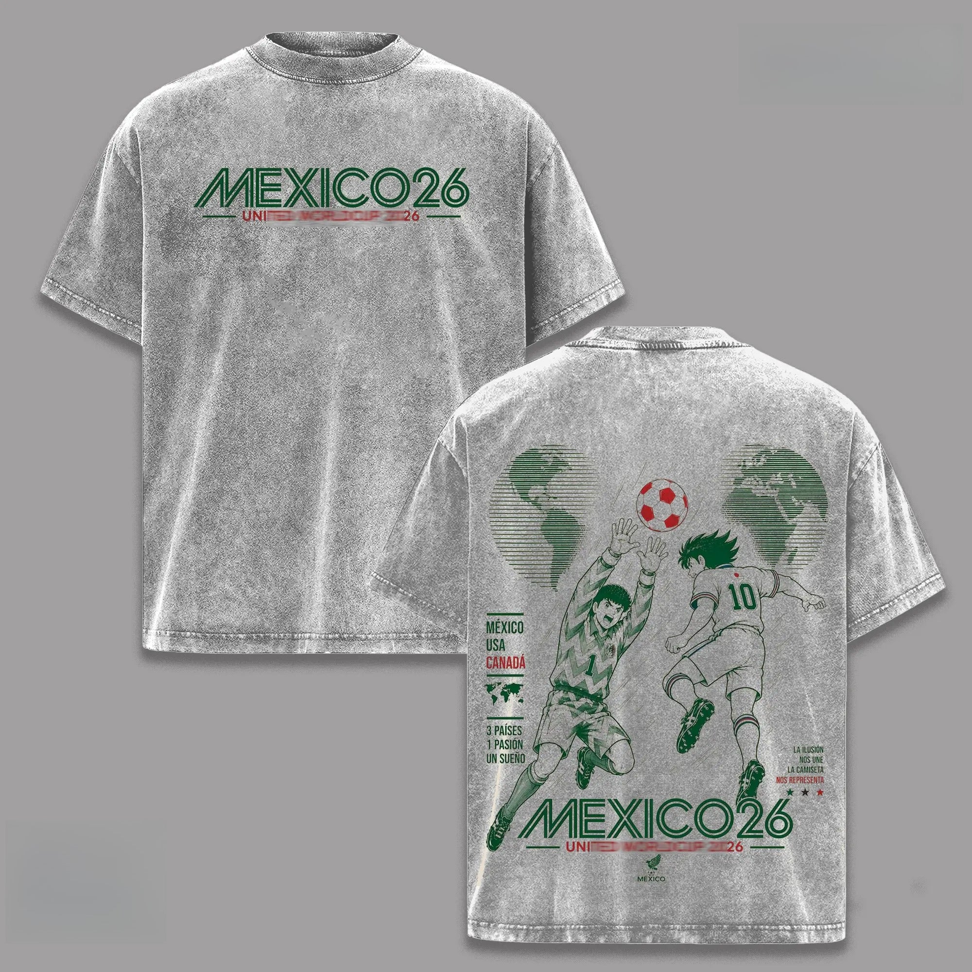 Mexico 2026 World Cup Vintage T-Shirt/Sweatshirt/Hoodie – Retro Anime Soccer Graphic Tee, Front & Back Print Football Fan Streetwear