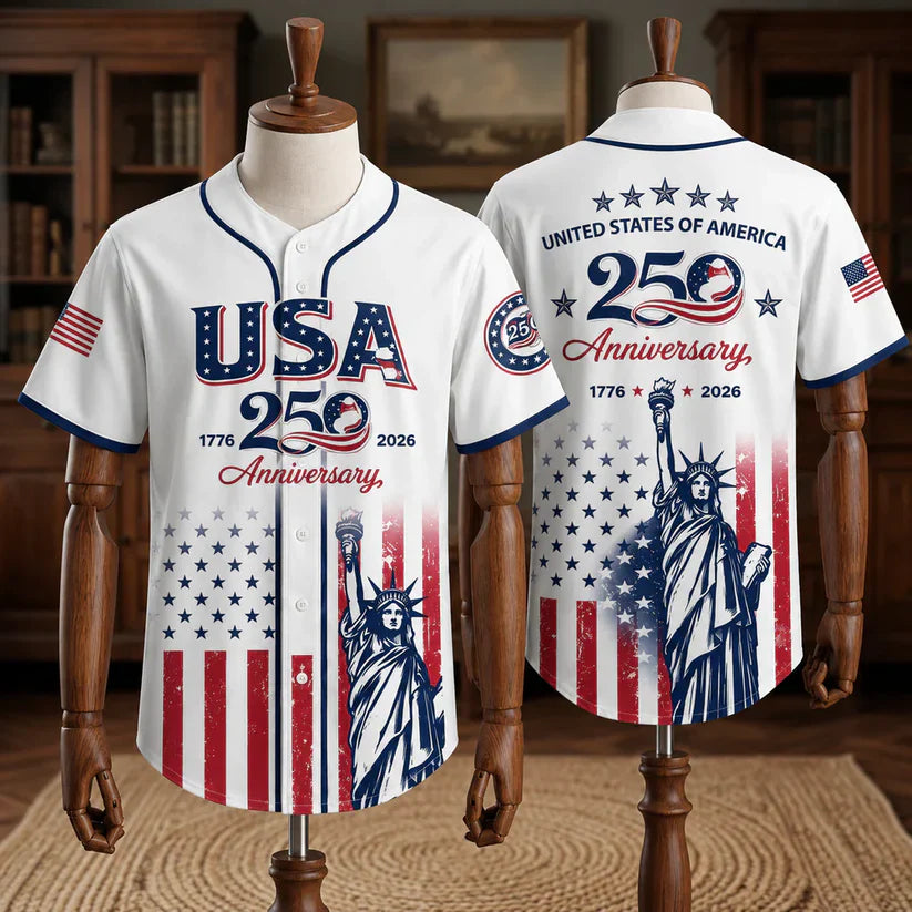 Patriotic Liberty 250th Anniversary Baseball Jersey Shirt, 1776-2026 Patriotic USA Jersey
