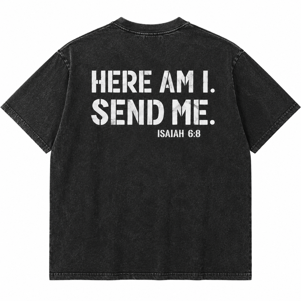 Here Am I Send Me Christian T-Shirt/Sweatshirt/Hoodie – Isaiah 6:8 Faith Graphic Tee, Unisex Bible Verse Shirt