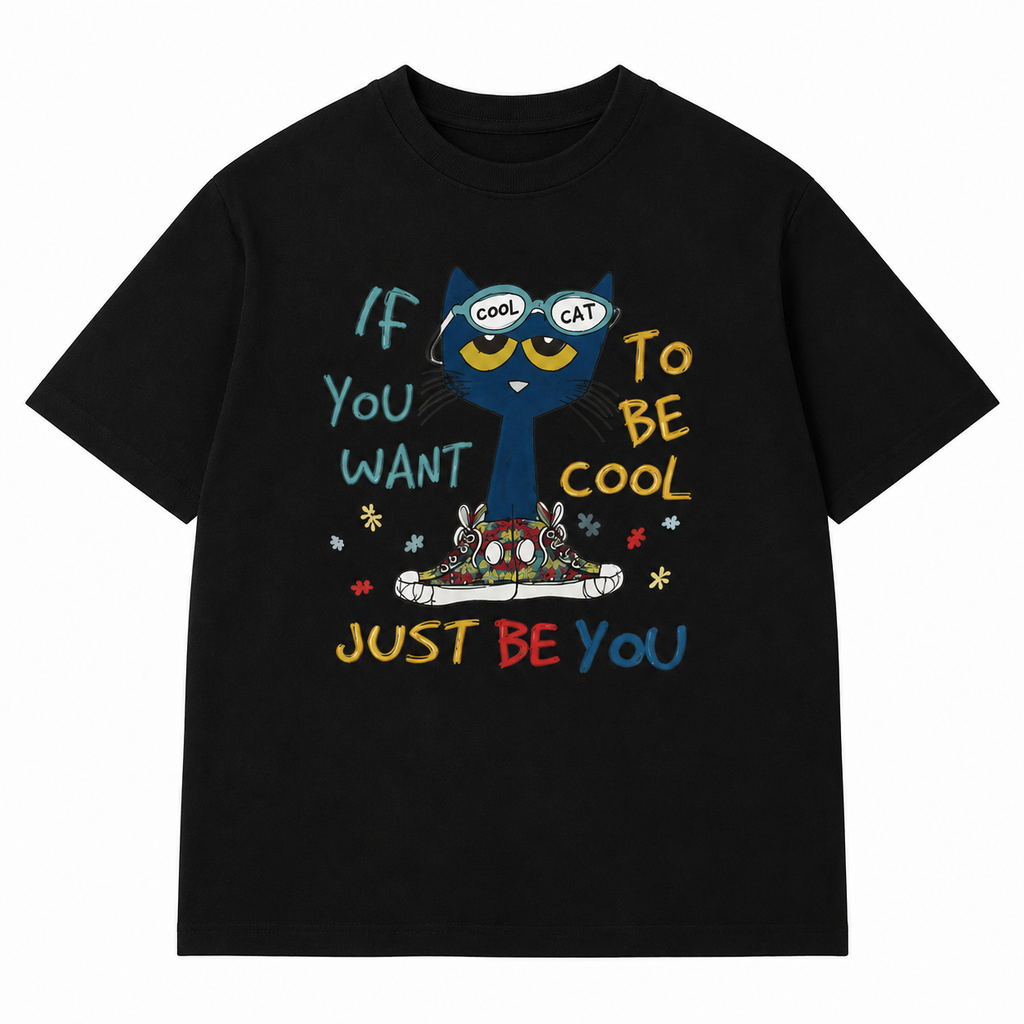 Be Yourself Cat Graphic T-Shirt/Sweatshirt/Hoodie – Cute Vintage Cartoon Tee