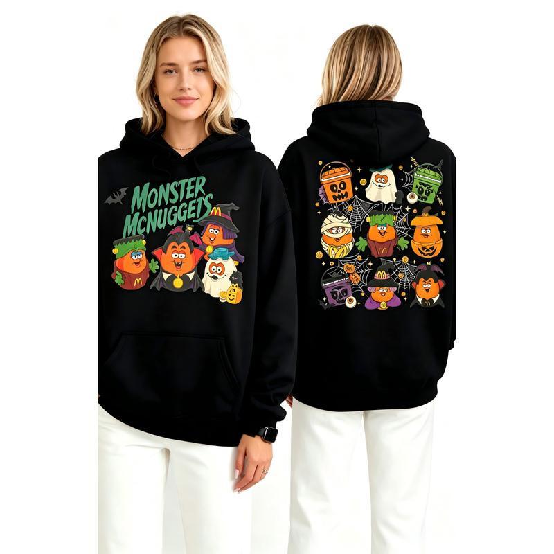 Monster McNugget Buddies Halloween T-Shirt, Sweatshirt & Hoodie – Cute Spooky Characters 2-Sided Graphic Print