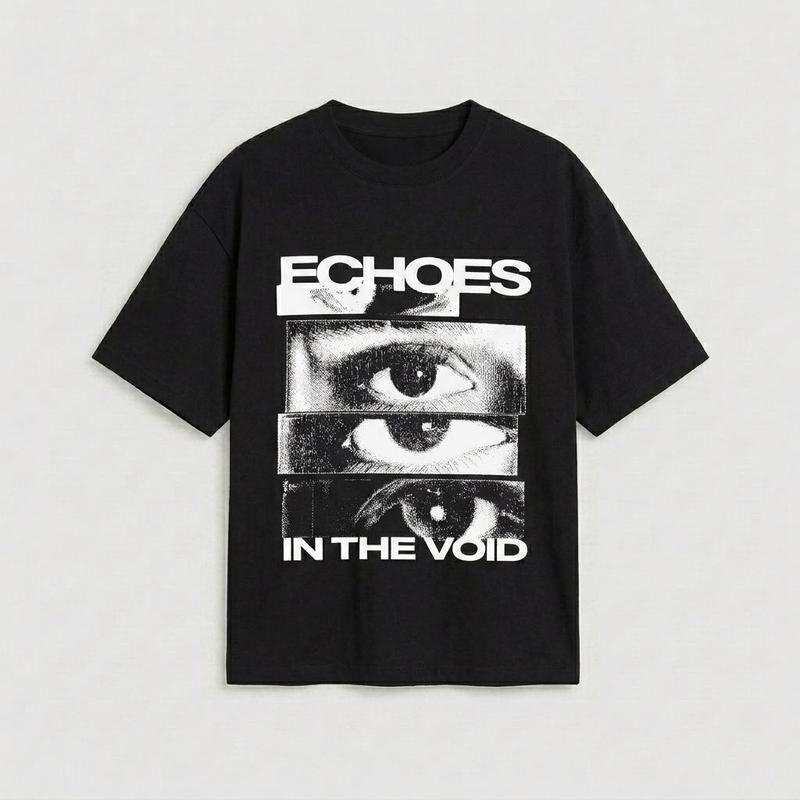 Echoes In The Void Graphic T-Shirt – Vintage Glitch Eye Print Oversized Streetwear Tee/Sweatshirt/Hoodie