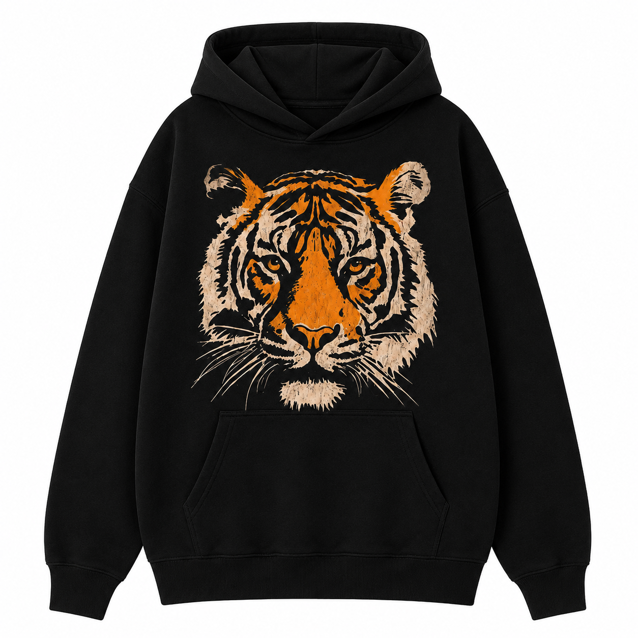Vintage Tiger Graphic Hoodie/T-Shirt, Retro Wildlife Pullover Sweatshirt for Men & Women