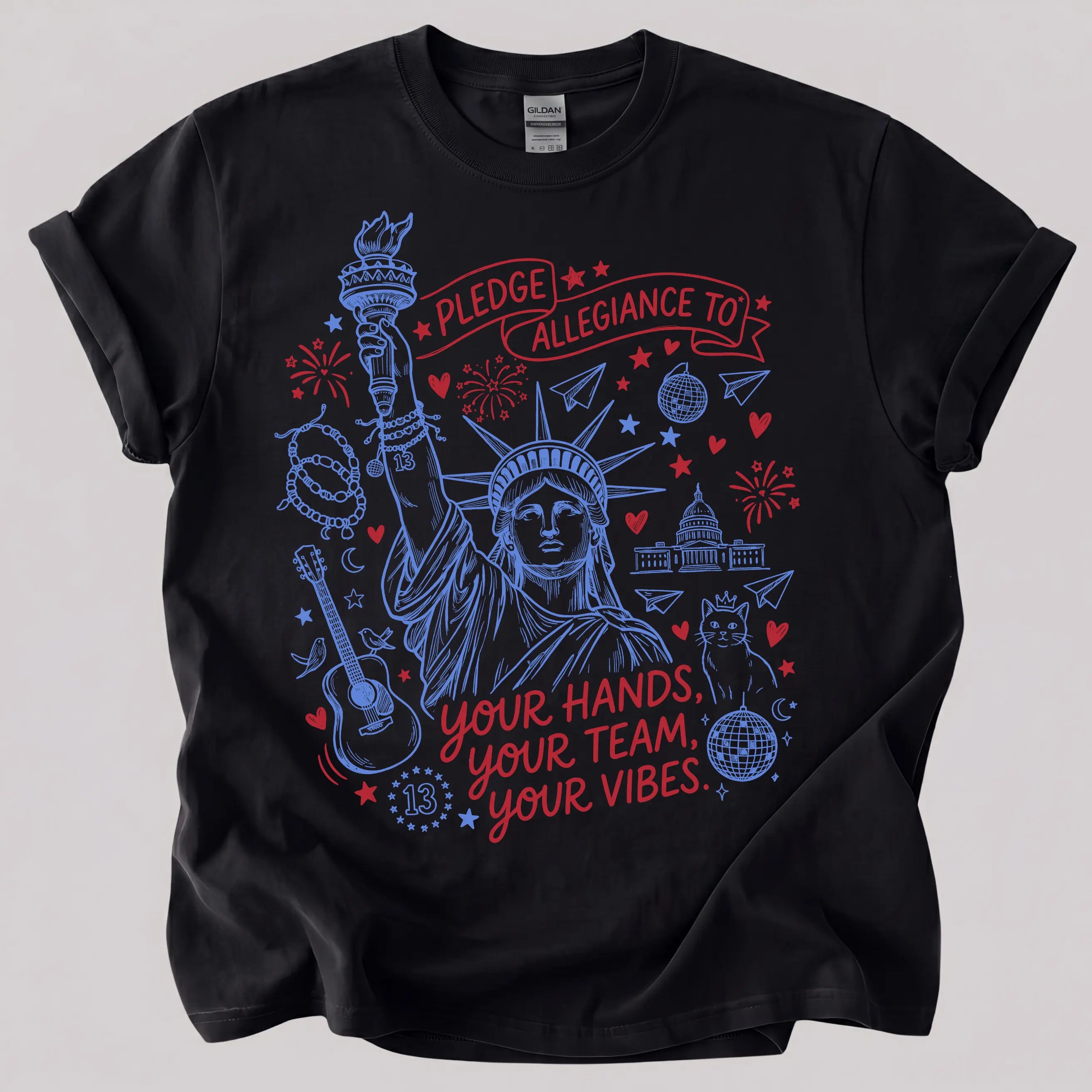 Pledge Allegiance To Your Hands Your Team Your Vibes Shirt/Sweatshirt/Hoodie - Americana Vibes Graphic