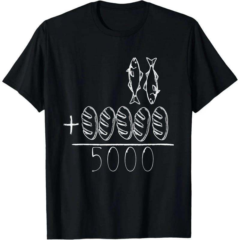 Five Loaves Two Fish Christian Graphic Tee/Sweatshirt/Hoodie, Minimalist Jesus Feeds the 5000 Faith Shirt