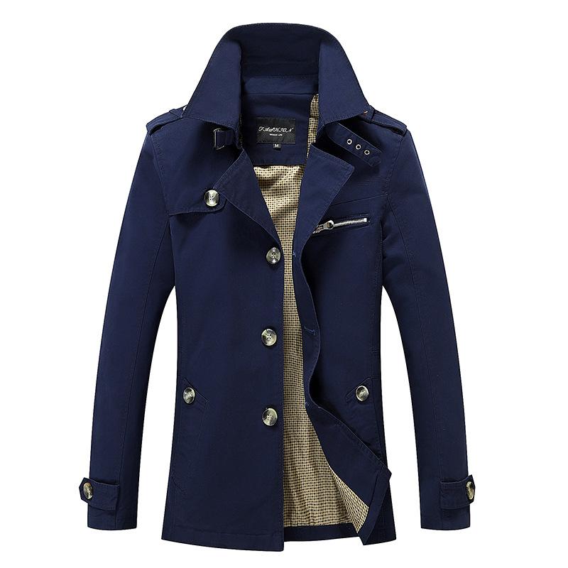 Men's Slim Fit Trench Coat with Lapel Collar, Shoulder Epaulettes & Buckle Cuffs – Smart Casual Outerwear for Work & Everyday Wear