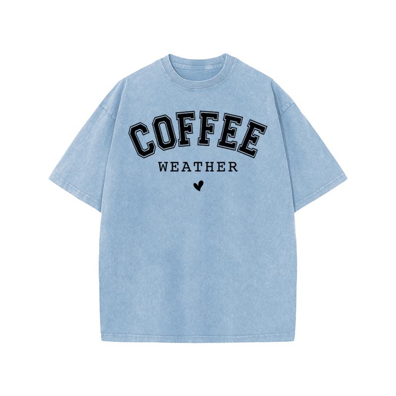 Coffee Weather Vintage T-Shirt – Women's Acid Washed Oversized Graphic Tee
