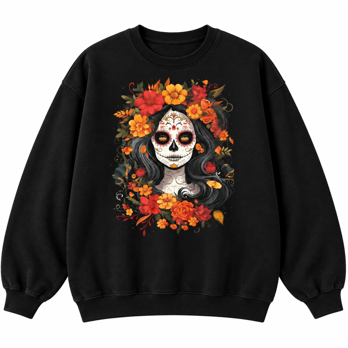 La Catrina Sugar Skull T-Shirt/Sweatshirt/Hoodie – Día de los Muertos Floral Graphic Tee