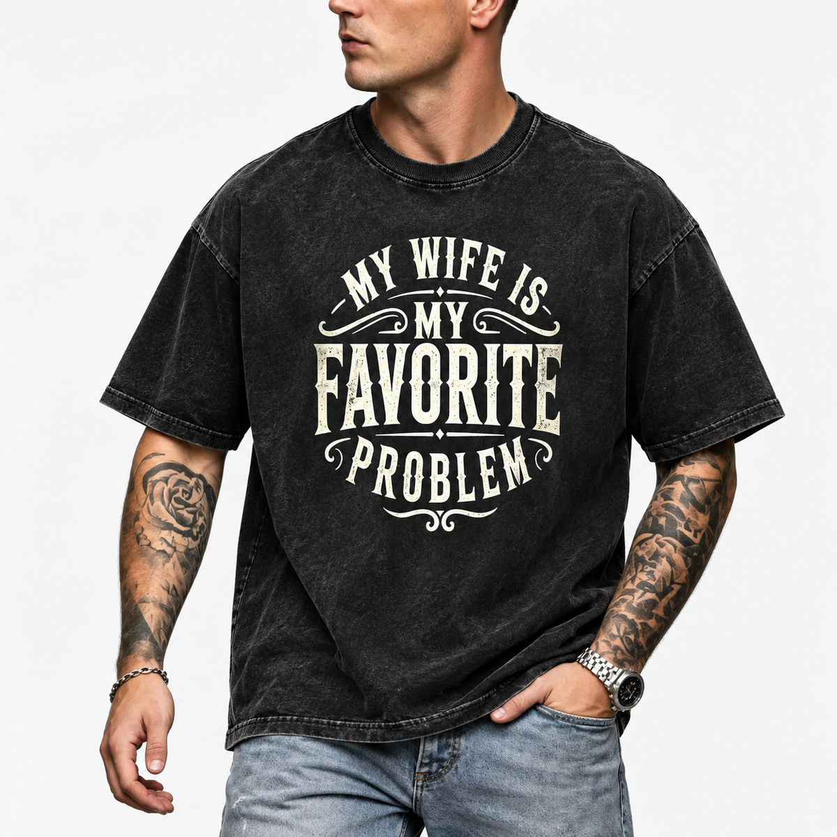 My Wife Is My Favorite Problem Shirt/Sweatshirt/Hoodie – Funny Husband Marriage Graphic Tee